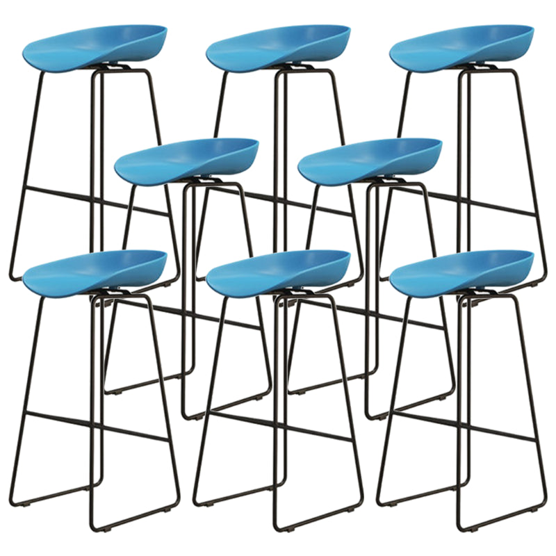 Modern Armless Backrest Counter Stool Iron Cafe Bar Stool with Pedal and Acrylic Seat Blue 8 Piece Set Bar Stool(30"H) Clearhalo 'Bar Furniture' 'Bar Stools' 'bar_stools' 'furn' 'furn_bar_stools' 'Furniture' 'furniture_bar_stools' 'Kitchen & Dining Furniture' 5061927