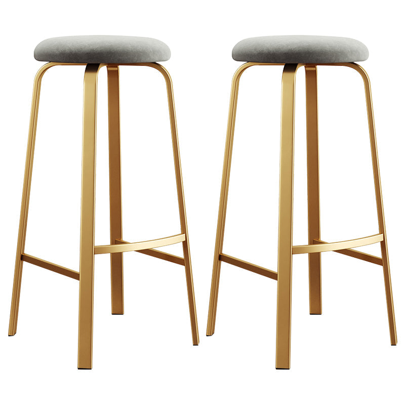 Nordic Armless Backless Counter Stool Iron Cafe Bar Stool with Cushion and Pedal Light Gray 2 Piece Set Clearhalo 'Bar Furniture' 'Bar Stools' 'bar_stools' 'furn' 'furn_bar_stools' 'Furniture' 'furniture_bar_stools' 'Kitchen & Dining Furniture' 5061932