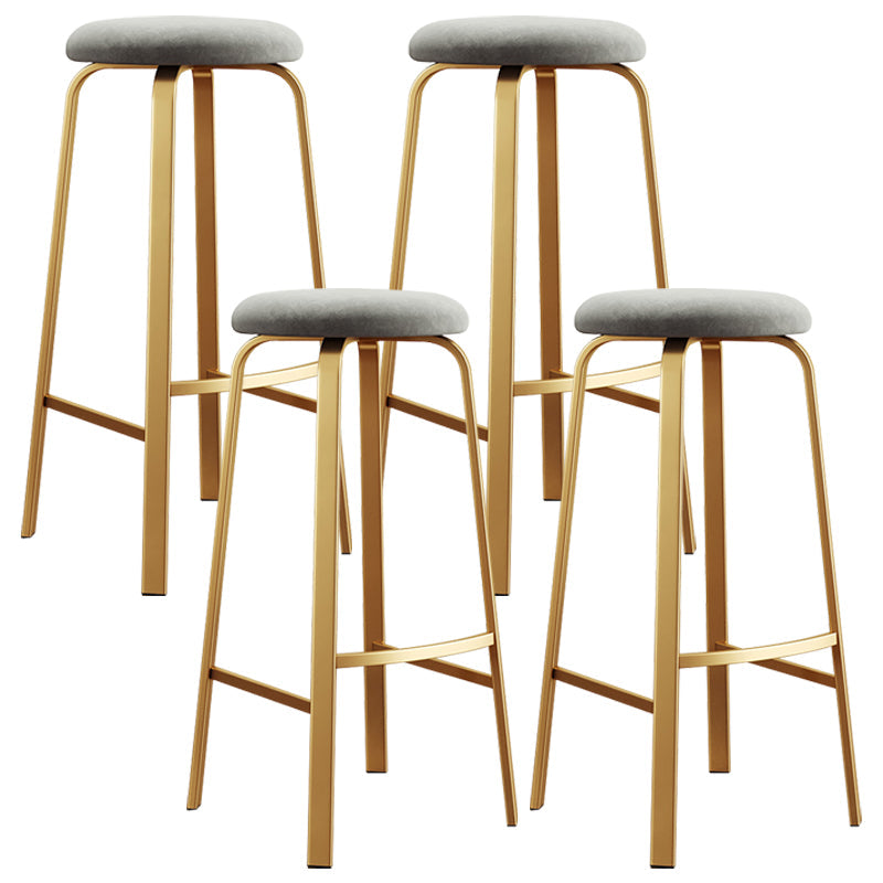 Nordic Armless Backless Counter Stool Iron Cafe Bar Stool with Cushion and Pedal Light Gray 4 Piece Set Clearhalo 'Bar Furniture' 'Bar Stools' 'bar_stools' 'furn' 'furn_bar_stools' 'Furniture' 'furniture_bar_stools' 'Kitchen & Dining Furniture' 5061933