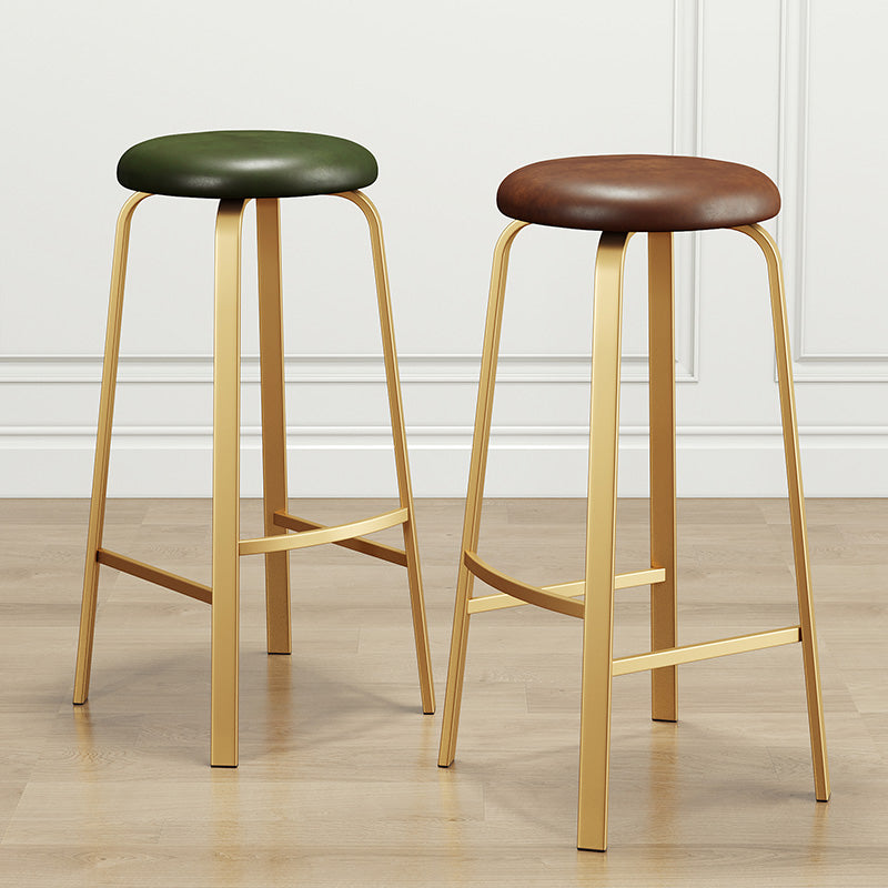 Nordic Armless Backless Counter Stool Iron Cafe Bar Stool with Cushion and Pedal Clearhalo 'Bar Furniture' 'Bar Stools' 'bar_stools' 'furn' 'furn_bar_stools' 'Furniture' 'furniture_bar_stools' 'Kitchen & Dining Furniture' 5061934