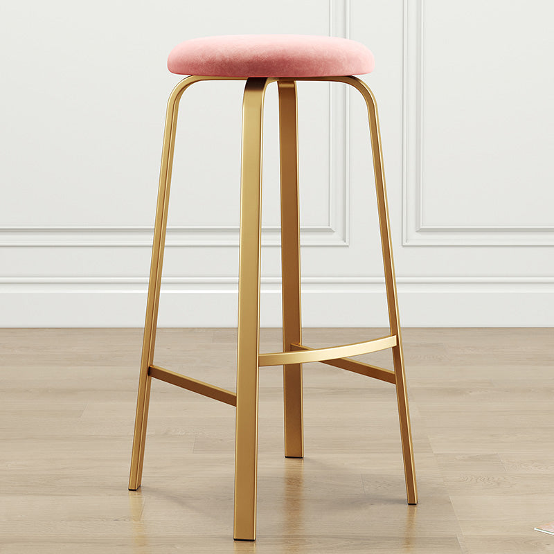 Nordic Armless Backless Counter Stool Iron Cafe Bar Stool with Cushion and Pedal Clearhalo 'Bar Furniture' 'Bar Stools' 'bar_stools' 'furn' 'furn_bar_stools' 'Furniture' 'furniture_bar_stools' 'Kitchen & Dining Furniture' 5061935