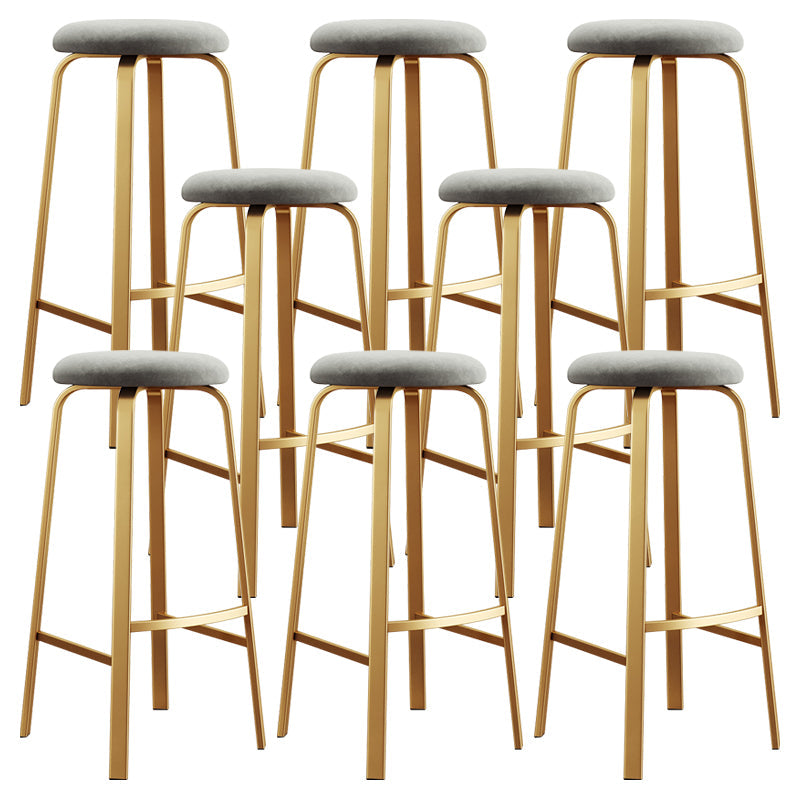 Nordic Armless Backless Counter Stool Iron Cafe Bar Stool with Cushion and Pedal Light Gray 8 Piece Set Clearhalo 'Bar Furniture' 'Bar Stools' 'bar_stools' 'furn' 'furn_bar_stools' 'Furniture' 'furniture_bar_stools' 'Kitchen & Dining Furniture' 5061938