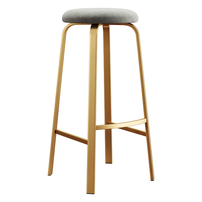 Nordic Armless Backless Counter Stool Iron Cafe Bar Stool with Cushion and Pedal Clearhalo 'Bar Furniture' 'Bar Stools' 'bar_stools' 'furn' 'furn_bar_stools' 'Furniture' 'furniture_bar_stools' 'Kitchen & Dining Furniture' 5061939