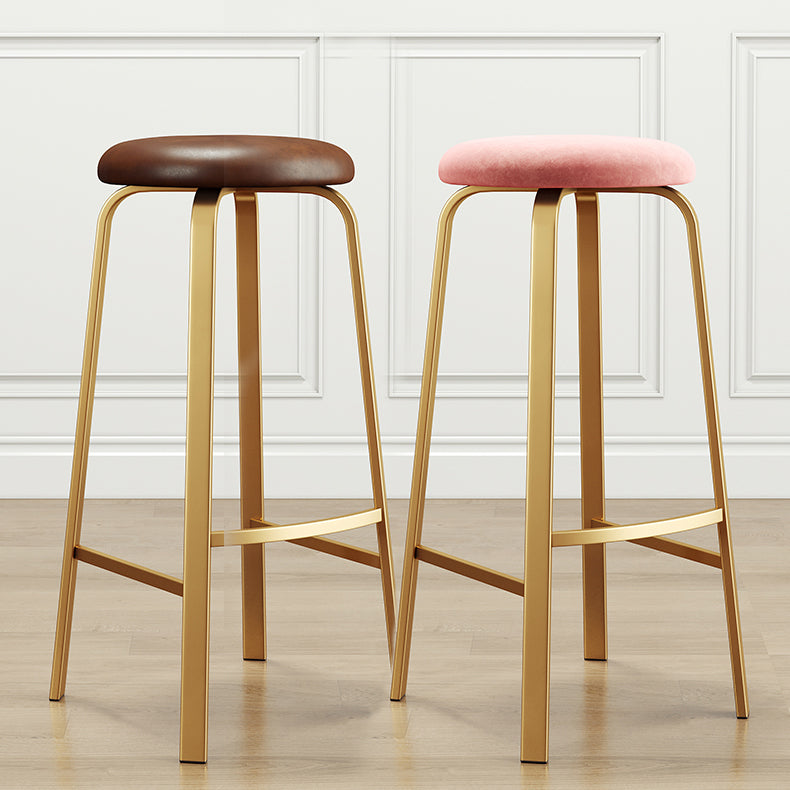 Nordic Armless Backless Counter Stool Iron Cafe Bar Stool with Cushion and Pedal Clearhalo 'Bar Furniture' 'Bar Stools' 'bar_stools' 'furn' 'furn_bar_stools' 'Furniture' 'furniture_bar_stools' 'Kitchen & Dining Furniture' 5061946