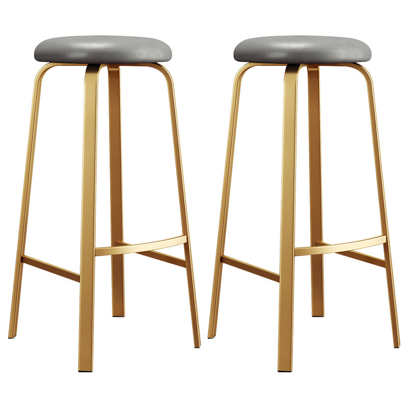 Nordic Armless Backless Counter Stool Iron Cafe Bar Stool with Cushion and Pedal Grey 2 Piece Set Clearhalo 'Bar Furniture' 'Bar Stools' 'bar_stools' 'furn' 'furn_bar_stools' 'Furniture' 'furniture_bar_stools' 'Kitchen & Dining Furniture' 5061947