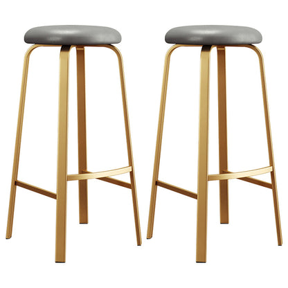 Nordic Armless Backless Counter Stool Iron Cafe Bar Stool with Cushion and Pedal Grey 2 Piece Set Clearhalo 'Bar Furniture' 'Bar Stools' 'bar_stools' 'furn' 'furn_bar_stools' 'Furniture' 'furniture_bar_stools' 'Kitchen & Dining Furniture' 5061947