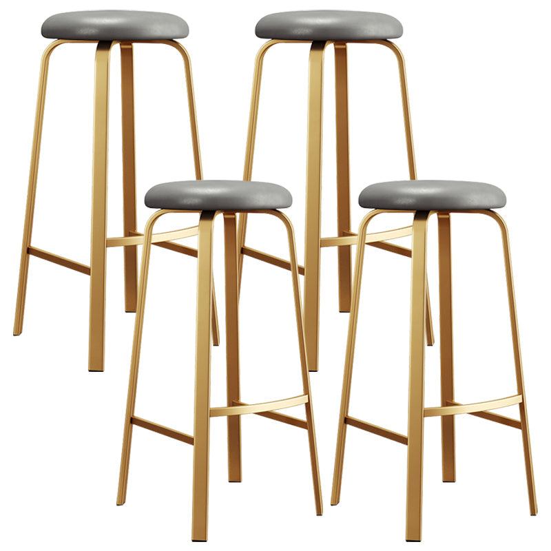 Nordic Armless Backless Counter Stool Iron Cafe Bar Stool with Cushion and Pedal Grey 4 Piece Set Clearhalo 'Bar Furniture' 'Bar Stools' 'bar_stools' 'furn' 'furn_bar_stools' 'Furniture' 'furniture_bar_stools' 'Kitchen & Dining Furniture' 5061948