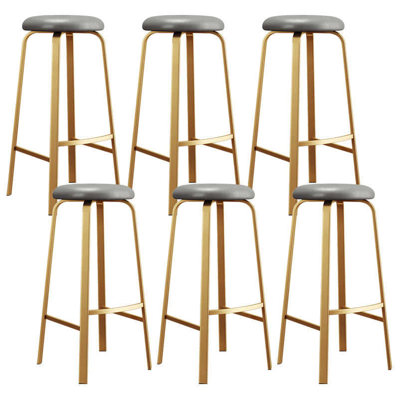 Nordic Armless Backless Counter Stool Iron Cafe Bar Stool with Cushion and Pedal Grey 6 Piece Set Clearhalo 'Bar Furniture' 'Bar Stools' 'bar_stools' 'furn' 'furn_bar_stools' 'Furniture' 'furniture_bar_stools' 'Kitchen & Dining Furniture' 5061949