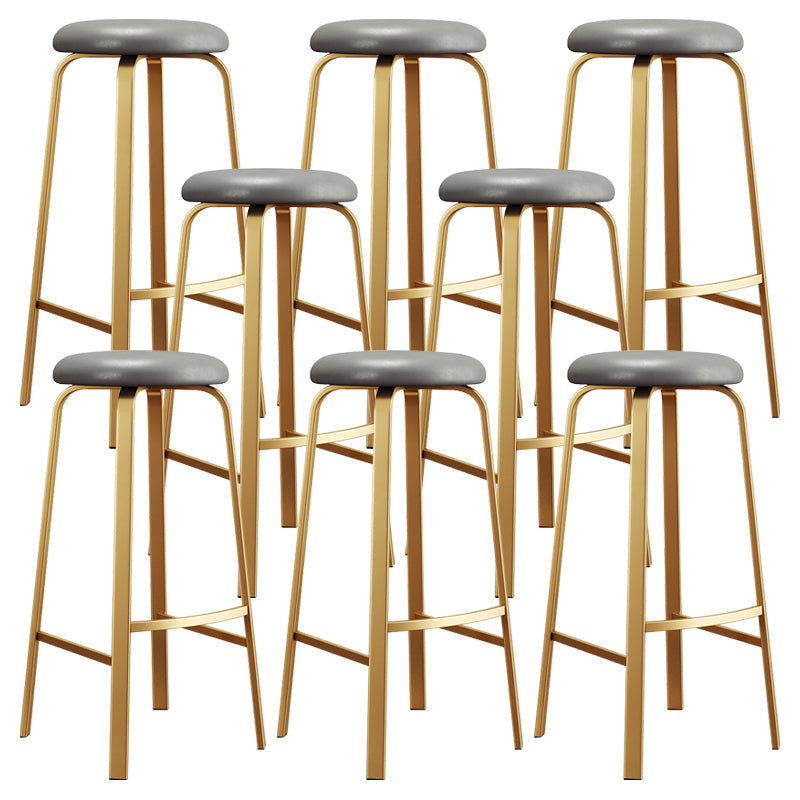 Nordic Armless Backless Counter Stool Iron Cafe Bar Stool with Cushion and Pedal Grey 8 Piece Set Clearhalo 'Bar Furniture' 'Bar Stools' 'bar_stools' 'furn' 'furn_bar_stools' 'Furniture' 'furniture_bar_stools' 'Kitchen & Dining Furniture' 5061950