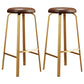 Nordic Armless Backless Counter Stool Iron Cafe Bar Stool with Cushion and Pedal Brown 2 Piece Set Clearhalo 'Bar Furniture' 'Bar Stools' 'bar_stools' 'furn' 'furn_bar_stools' 'Furniture' 'furniture_bar_stools' 'Kitchen & Dining Furniture' 5061951
