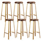 Nordic Armless Backless Counter Stool Iron Cafe Bar Stool with Cushion and Pedal Brown 6 Piece Set Clearhalo 'Bar Furniture' 'Bar Stools' 'bar_stools' 'furn' 'furn_bar_stools' 'Furniture' 'furniture_bar_stools' 'Kitchen & Dining Furniture' 5061953