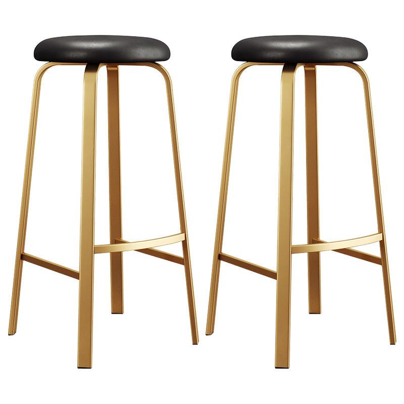 Nordic Armless Backless Counter Stool Iron Cafe Bar Stool with Cushion and Pedal Black 2 Piece Set Clearhalo 'Bar Furniture' 'Bar Stools' 'bar_stools' 'furn' 'furn_bar_stools' 'Furniture' 'furniture_bar_stools' 'Kitchen & Dining Furniture' 5061955