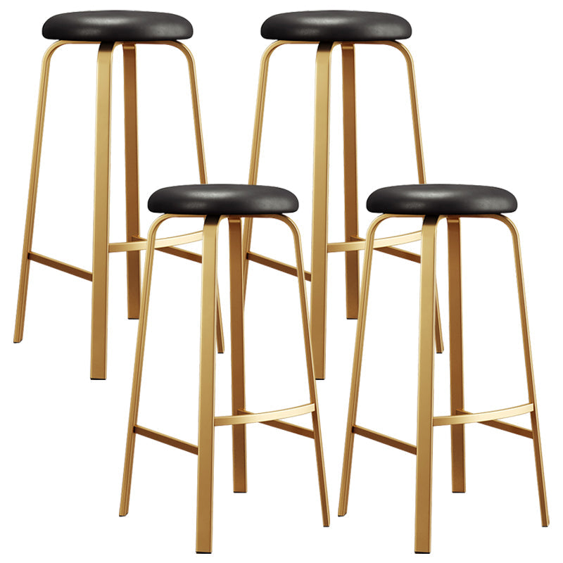 Nordic Armless Backless Counter Stool Iron Cafe Bar Stool with Cushion and Pedal Black 4 Piece Set Clearhalo 'Bar Furniture' 'Bar Stools' 'bar_stools' 'furn' 'furn_bar_stools' 'Furniture' 'furniture_bar_stools' 'Kitchen & Dining Furniture' 5061956