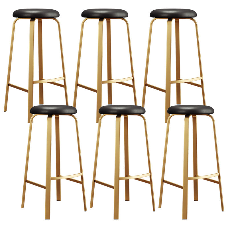 Nordic Armless Backless Counter Stool Iron Cafe Bar Stool with Cushion and Pedal Black 6 Piece Set Clearhalo 'Bar Furniture' 'Bar Stools' 'bar_stools' 'furn' 'furn_bar_stools' 'Furniture' 'furniture_bar_stools' 'Kitchen & Dining Furniture' 5061957
