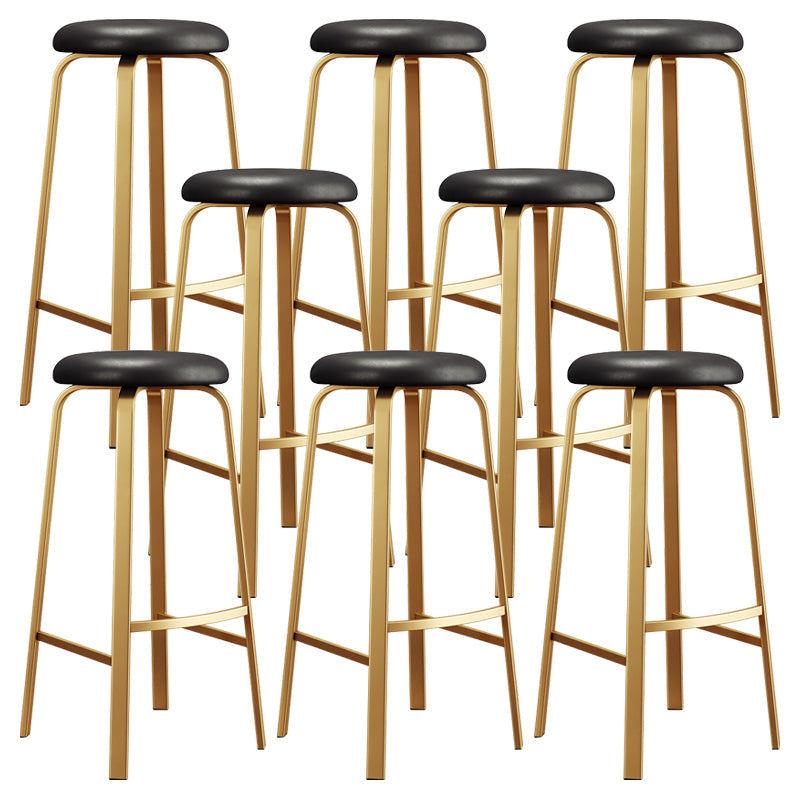 Nordic Armless Backless Counter Stool Iron Cafe Bar Stool with Cushion and Pedal Black 8 Piece Set Clearhalo 'Bar Furniture' 'Bar Stools' 'bar_stools' 'furn' 'furn_bar_stools' 'Furniture' 'furniture_bar_stools' 'Kitchen & Dining Furniture' 5061958