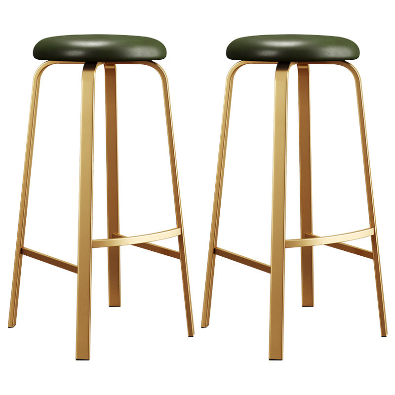 Nordic Armless Backless Counter Stool Iron Cafe Bar Stool with Cushion and Pedal Green 2 Piece Set Clearhalo 'Bar Furniture' 'Bar Stools' 'bar_stools' 'furn' 'furn_bar_stools' 'Furniture' 'furniture_bar_stools' 'Kitchen & Dining Furniture' 5061959