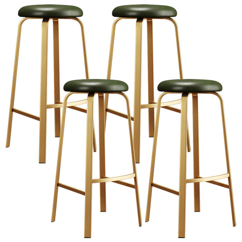 Nordic Armless Backless Counter Stool Iron Cafe Bar Stool with Cushion and Pedal Green 4 Piece Set Clearhalo 'Bar Furniture' 'Bar Stools' 'bar_stools' 'furn' 'furn_bar_stools' 'Furniture' 'furniture_bar_stools' 'Kitchen & Dining Furniture' 5061960