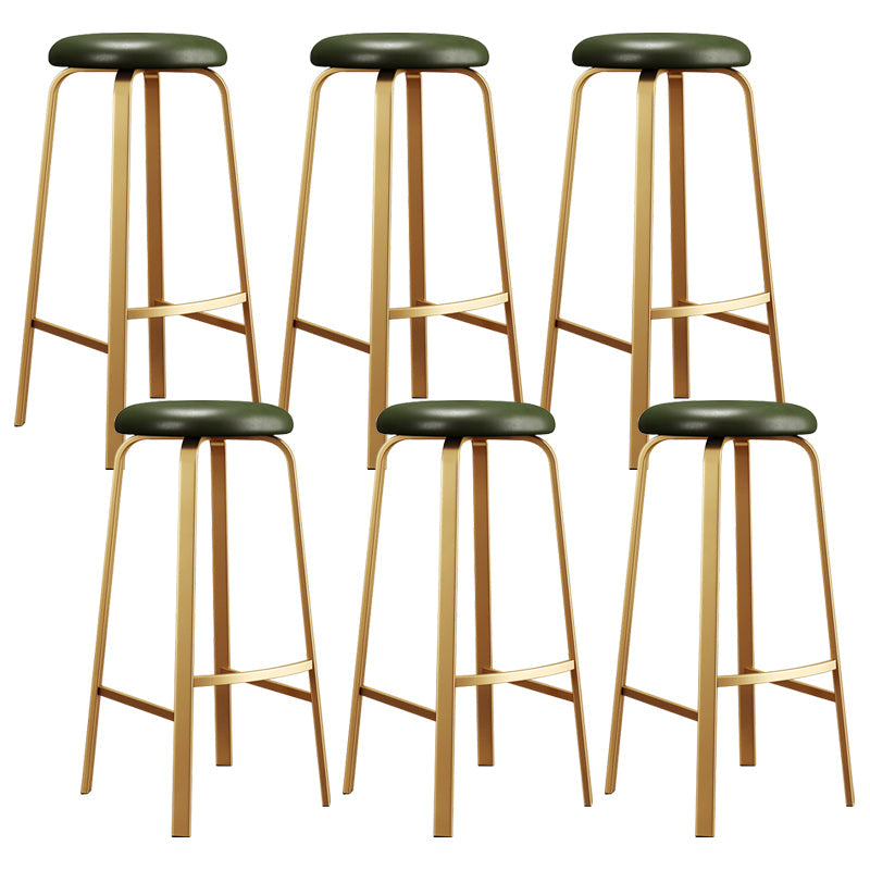 Nordic Armless Backless Counter Stool Iron Cafe Bar Stool with Cushion and Pedal Green 6 Piece Set Clearhalo 'Bar Furniture' 'Bar Stools' 'bar_stools' 'furn' 'furn_bar_stools' 'Furniture' 'furniture_bar_stools' 'Kitchen & Dining Furniture' 5061961