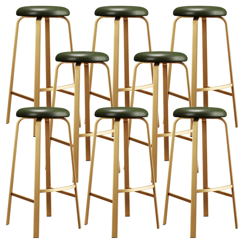 Nordic Armless Backless Counter Stool Iron Cafe Bar Stool with Cushion and Pedal Green 8 Piece Set Clearhalo 'Bar Furniture' 'Bar Stools' 'bar_stools' 'furn' 'furn_bar_stools' 'Furniture' 'furniture_bar_stools' 'Kitchen & Dining Furniture' 5061962