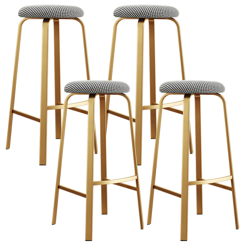 Nordic Armless Backless Counter Stool Iron Cafe Bar Stool with Cushion and Pedal Black White 4 Piece Set Clearhalo 'Bar Furniture' 'Bar Stools' 'bar_stools' 'furn' 'furn_bar_stools' 'Furniture' 'furniture_bar_stools' 'Kitchen & Dining Furniture' 5061964