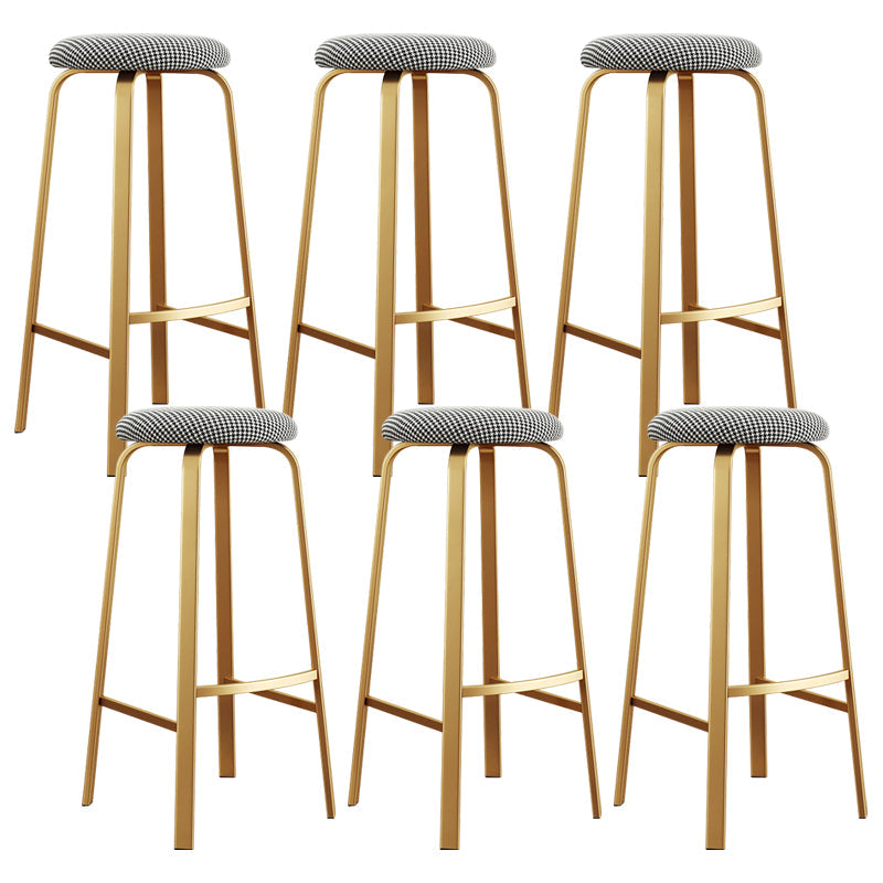 Nordic Armless Backless Counter Stool Iron Cafe Bar Stool with Cushion and Pedal Black White 6 Piece Set Clearhalo 'Bar Furniture' 'Bar Stools' 'bar_stools' 'furn' 'furn_bar_stools' 'Furniture' 'furniture_bar_stools' 'Kitchen & Dining Furniture' 5061965