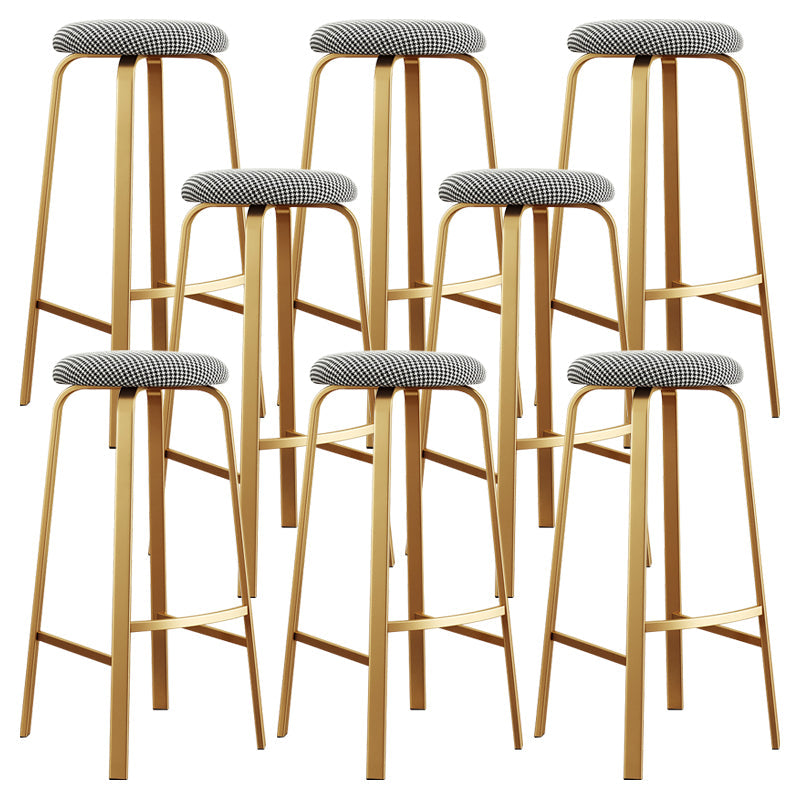 Nordic Armless Backless Counter Stool Iron Cafe Bar Stool with Cushion and Pedal Black White 8 Piece Set Clearhalo 'Bar Furniture' 'Bar Stools' 'bar_stools' 'furn' 'furn_bar_stools' 'Furniture' 'furniture_bar_stools' 'Kitchen & Dining Furniture' 5061966