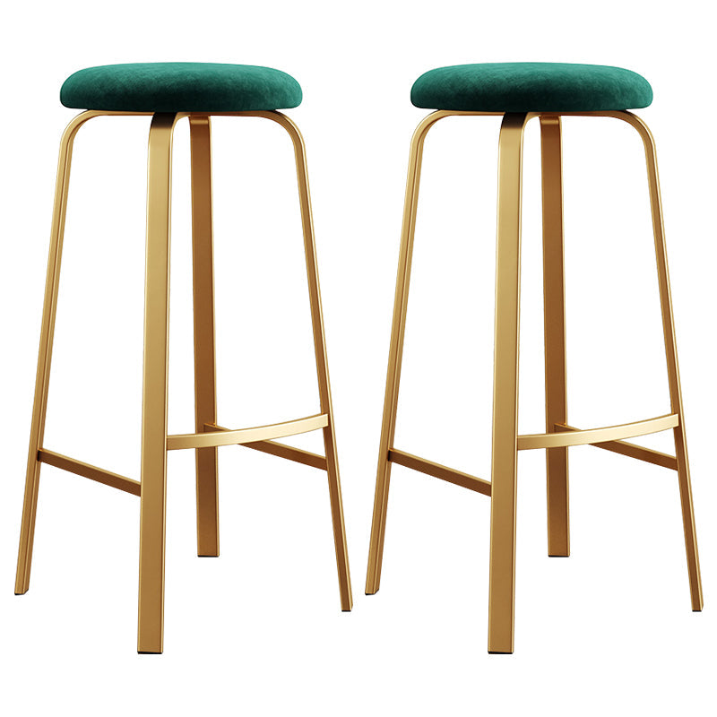 Nordic Armless Backless Counter Stool Iron Cafe Bar Stool with Cushion and Pedal Blackish Green 2 Piece Set Clearhalo 'Bar Furniture' 'Bar Stools' 'bar_stools' 'furn' 'furn_bar_stools' 'Furniture' 'furniture_bar_stools' 'Kitchen & Dining Furniture' 5061971