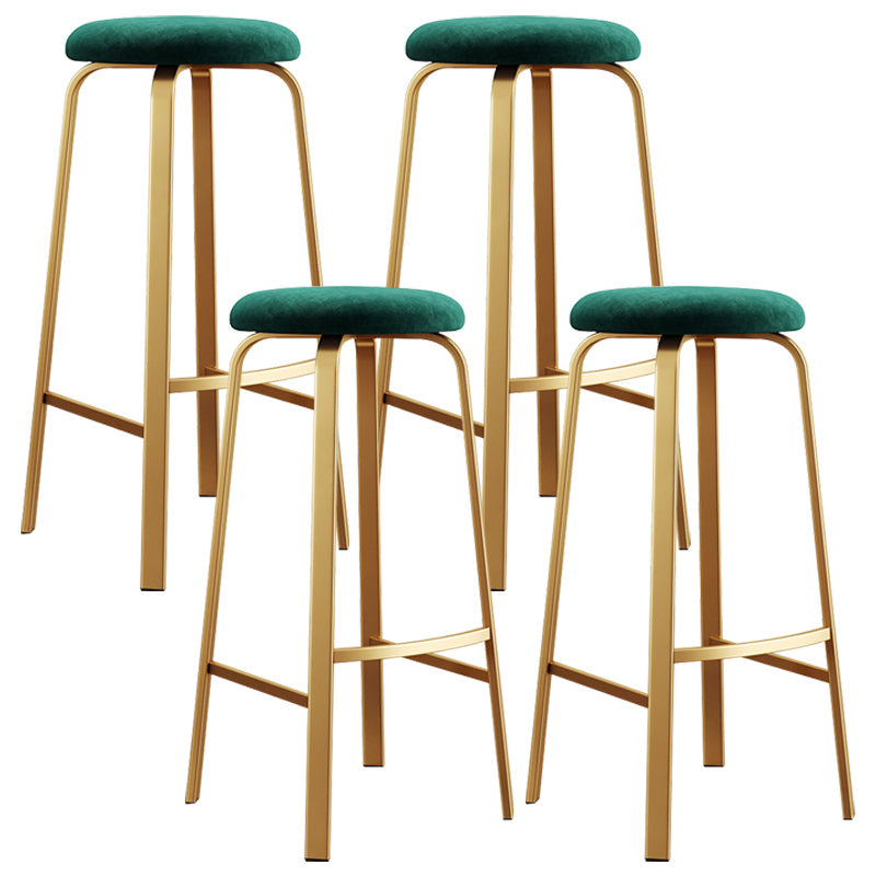 Nordic Armless Backless Counter Stool Iron Cafe Bar Stool with Cushion and Pedal Blackish Green 4 Piece Set Clearhalo 'Bar Furniture' 'Bar Stools' 'bar_stools' 'furn' 'furn_bar_stools' 'Furniture' 'furniture_bar_stools' 'Kitchen & Dining Furniture' 5061972