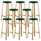 Nordic Armless Backless Counter Stool Iron Cafe Bar Stool with Cushion and Pedal Blackish Green 8 Piece Set Clearhalo 'Bar Furniture' 'Bar Stools' 'bar_stools' 'furn' 'furn_bar_stools' 'Furniture' 'furniture_bar_stools' 'Kitchen & Dining Furniture' 5061974
