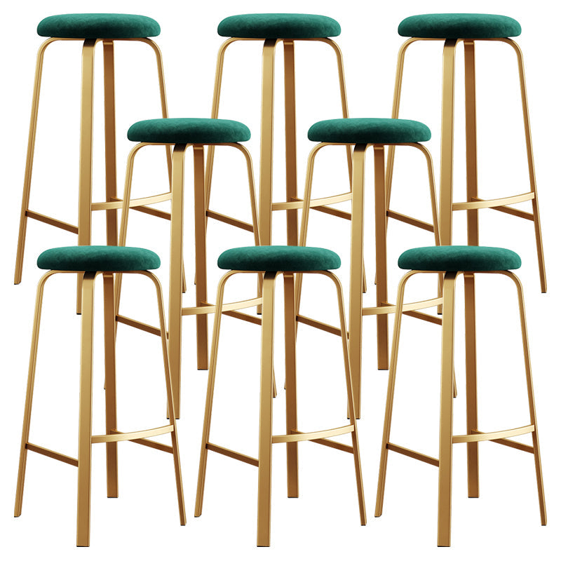 Nordic Armless Backless Counter Stool Iron Cafe Bar Stool with Cushion and Pedal Blackish Green 8 Piece Set Clearhalo 'Bar Furniture' 'Bar Stools' 'bar_stools' 'furn' 'furn_bar_stools' 'Furniture' 'furniture_bar_stools' 'Kitchen & Dining Furniture' 5061974