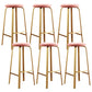 Nordic Armless Backless Counter Stool Iron Cafe Bar Stool with Cushion and Pedal Pink 6 Piece Set Clearhalo 'Bar Furniture' 'Bar Stools' 'bar_stools' 'furn' 'furn_bar_stools' 'Furniture' 'furniture_bar_stools' 'Kitchen & Dining Furniture' 5061977