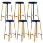 Nordic Armless Backless Counter Stool Iron Cafe Bar Stool with Cushion and Pedal Blue 6 Piece Set Clearhalo 'Bar Furniture' 'Bar Stools' 'bar_stools' 'furn' 'furn_bar_stools' 'Furniture' 'furniture_bar_stools' 'Kitchen & Dining Furniture' 5061981