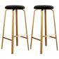 Nordic Armless Backless Counter Stool Iron Cafe Bar Stool with Cushion and Pedal Gloss Black 2 Piece Set Clearhalo 'Bar Furniture' 'Bar Stools' 'bar_stools' 'furn' 'furn_bar_stools' 'Furniture' 'furniture_bar_stools' 'Kitchen & Dining Furniture' 5061983