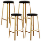 Nordic Armless Backless Counter Stool Iron Cafe Bar Stool with Cushion and Pedal Gloss Black 4 Piece Set Clearhalo 'Bar Furniture' 'Bar Stools' 'bar_stools' 'furn' 'furn_bar_stools' 'Furniture' 'furniture_bar_stools' 'Kitchen & Dining Furniture' 5061984