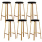 Nordic Armless Backless Counter Stool Iron Cafe Bar Stool with Cushion and Pedal Gloss Black 6 Piece Set Clearhalo 'Bar Furniture' 'Bar Stools' 'bar_stools' 'furn' 'furn_bar_stools' 'Furniture' 'furniture_bar_stools' 'Kitchen & Dining Furniture' 5061985