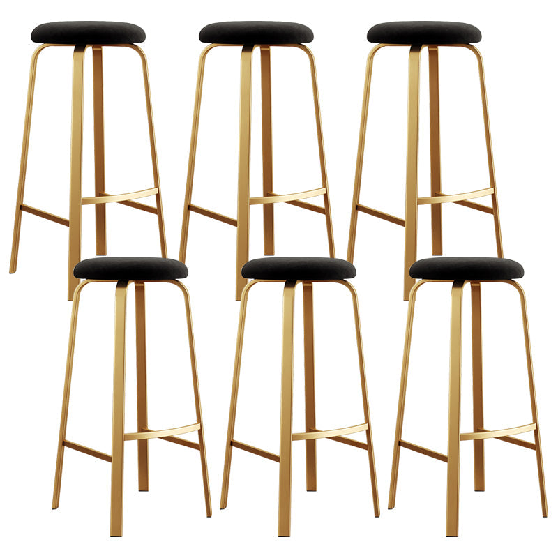 Nordic Armless Backless Counter Stool Iron Cafe Bar Stool with Cushion and Pedal Gloss Black 6 Piece Set Clearhalo 'Bar Furniture' 'Bar Stools' 'bar_stools' 'furn' 'furn_bar_stools' 'Furniture' 'furniture_bar_stools' 'Kitchen & Dining Furniture' 5061985