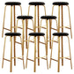 Nordic Armless Backless Counter Stool Iron Cafe Bar Stool with Cushion and Pedal Gloss Black 8 Piece Set Clearhalo 'Bar Furniture' 'Bar Stools' 'bar_stools' 'furn' 'furn_bar_stools' 'Furniture' 'furniture_bar_stools' 'Kitchen & Dining Furniture' 5061986