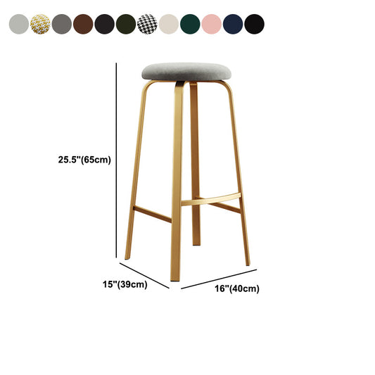 Nordic Armless Backless Counter Stool Iron Cafe Bar Stool with Cushion and Pedal Clearhalo 'Bar Furniture' 'Bar Stools' 'bar_stools' 'furn' 'furn_bar_stools' 'Furniture' 'furniture_bar_stools' 'Kitchen & Dining Furniture' 5061987