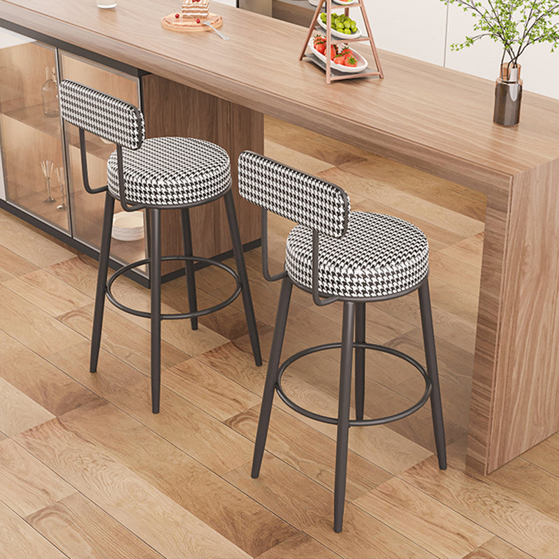 Modern Armless Backrest Counter Stool Iron Dessert Shop Bar Stool with Cushion and Pedal Clearhalo 'Bar Furniture' 'Bar Stools' 'bar_stools' 'furn' 'furn_bar_stools' 'Furniture' 'furniture_bar_stools' 'Kitchen & Dining Furniture' 5061989
