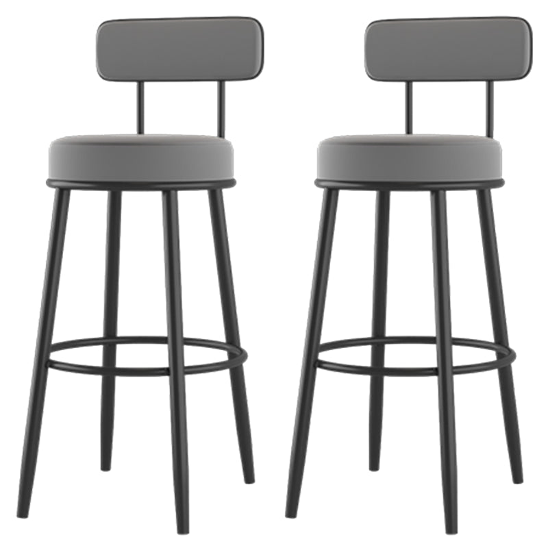 Modern Armless Backrest Counter Stool Iron Dessert Shop Bar Stool with Cushion and Pedal Grey 2 Piece Set Clearhalo 'Bar Furniture' 'Bar Stools' 'bar_stools' 'furn' 'furn_bar_stools' 'Furniture' 'furniture_bar_stools' 'Kitchen & Dining Furniture' 5061990