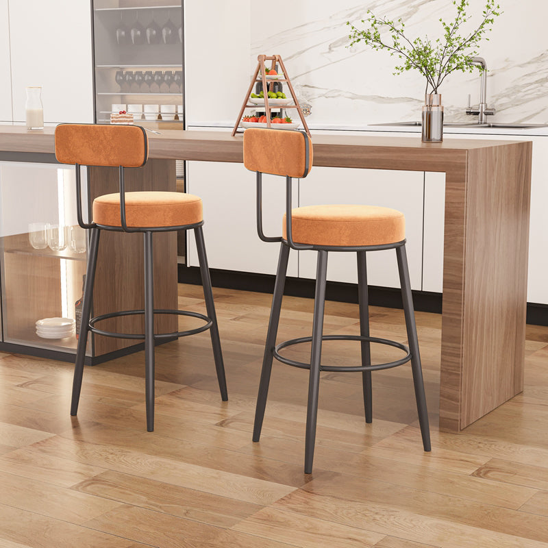 Modern Armless Backrest Counter Stool Iron Dessert Shop Bar Stool with Cushion and Pedal Clearhalo 'Bar Furniture' 'Bar Stools' 'bar_stools' 'furn' 'furn_bar_stools' 'Furniture' 'furniture_bar_stools' 'Kitchen & Dining Furniture' 5061991