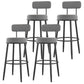 Modern Armless Backrest Counter Stool Iron Dessert Shop Bar Stool with Cushion and Pedal Grey 4 Piece Set Clearhalo 'Bar Furniture' 'Bar Stools' 'bar_stools' 'furn' 'furn_bar_stools' 'Furniture' 'furniture_bar_stools' 'Kitchen & Dining Furniture' 5061992