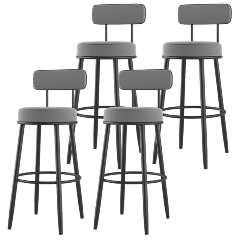 Modern Armless Backrest Counter Stool Iron Dessert Shop Bar Stool with Cushion and Pedal Grey 4 Piece Set Clearhalo 'Bar Furniture' 'Bar Stools' 'bar_stools' 'furn' 'furn_bar_stools' 'Furniture' 'furniture_bar_stools' 'Kitchen & Dining Furniture' 5061992