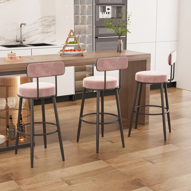 Modern Armless Backrest Counter Stool Iron Dessert Shop Bar Stool with Cushion and Pedal Clearhalo 'Bar Furniture' 'Bar Stools' 'bar_stools' 'furn' 'furn_bar_stools' 'Furniture' 'furniture_bar_stools' 'Kitchen & Dining Furniture' 5061993