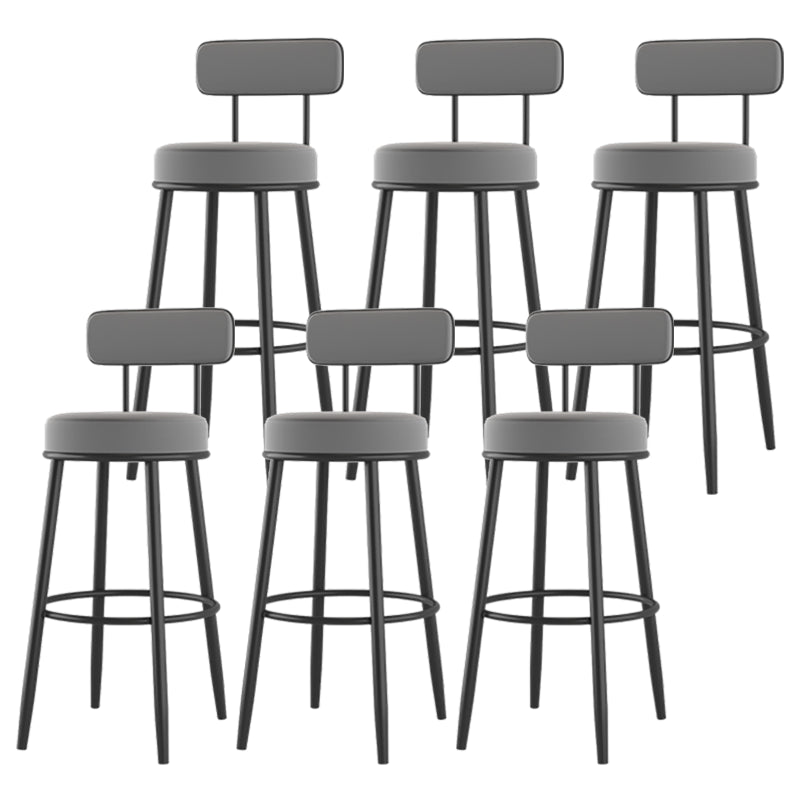 Modern Armless Backrest Counter Stool Iron Dessert Shop Bar Stool with Cushion and Pedal Grey 6 Piece Set Clearhalo 'Bar Furniture' 'Bar Stools' 'bar_stools' 'furn' 'furn_bar_stools' 'Furniture' 'furniture_bar_stools' 'Kitchen & Dining Furniture' 5061994