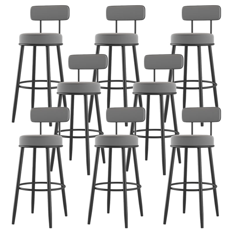 Modern Armless Backrest Counter Stool Iron Dessert Shop Bar Stool with Cushion and Pedal Grey 8 Piece Set Clearhalo 'Bar Furniture' 'Bar Stools' 'bar_stools' 'furn' 'furn_bar_stools' 'Furniture' 'furniture_bar_stools' 'Kitchen & Dining Furniture' 5061996