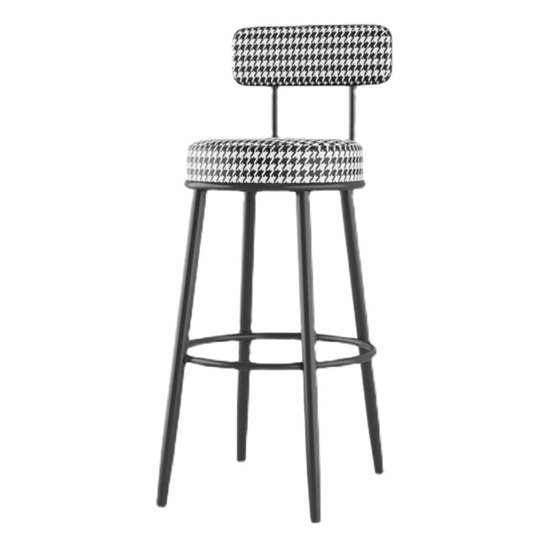 Modern Armless Backrest Counter Stool Iron Dessert Shop Bar Stool with Cushion and Pedal Clearhalo 'Bar Furniture' 'Bar Stools' 'bar_stools' 'furn' 'furn_bar_stools' 'Furniture' 'furniture_bar_stools' 'Kitchen & Dining Furniture' 5061997