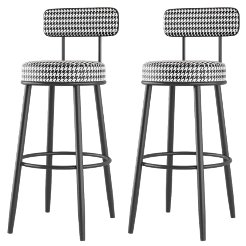 Modern Armless Backrest Counter Stool Iron Dessert Shop Bar Stool with Cushion and Pedal Black White 2 Piece Set Clearhalo 'Bar Furniture' 'Bar Stools' 'bar_stools' 'furn' 'furn_bar_stools' 'Furniture' 'furniture_bar_stools' 'Kitchen & Dining Furniture' 5061998