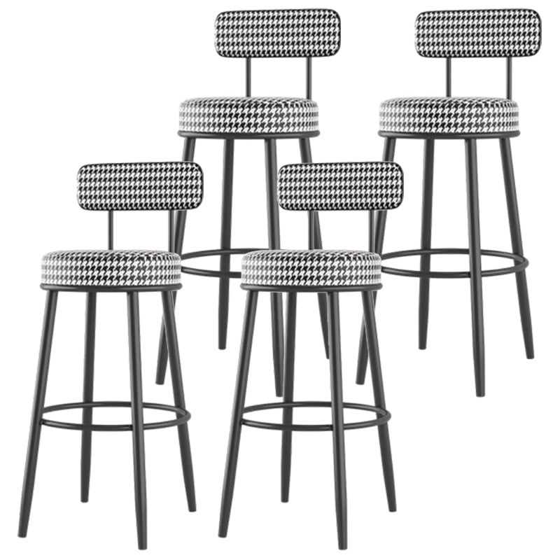 Modern Armless Backrest Counter Stool Iron Dessert Shop Bar Stool with Cushion and Pedal Black White 4 Piece Set Clearhalo 'Bar Furniture' 'Bar Stools' 'bar_stools' 'furn' 'furn_bar_stools' 'Furniture' 'furniture_bar_stools' 'Kitchen & Dining Furniture' 5062000
