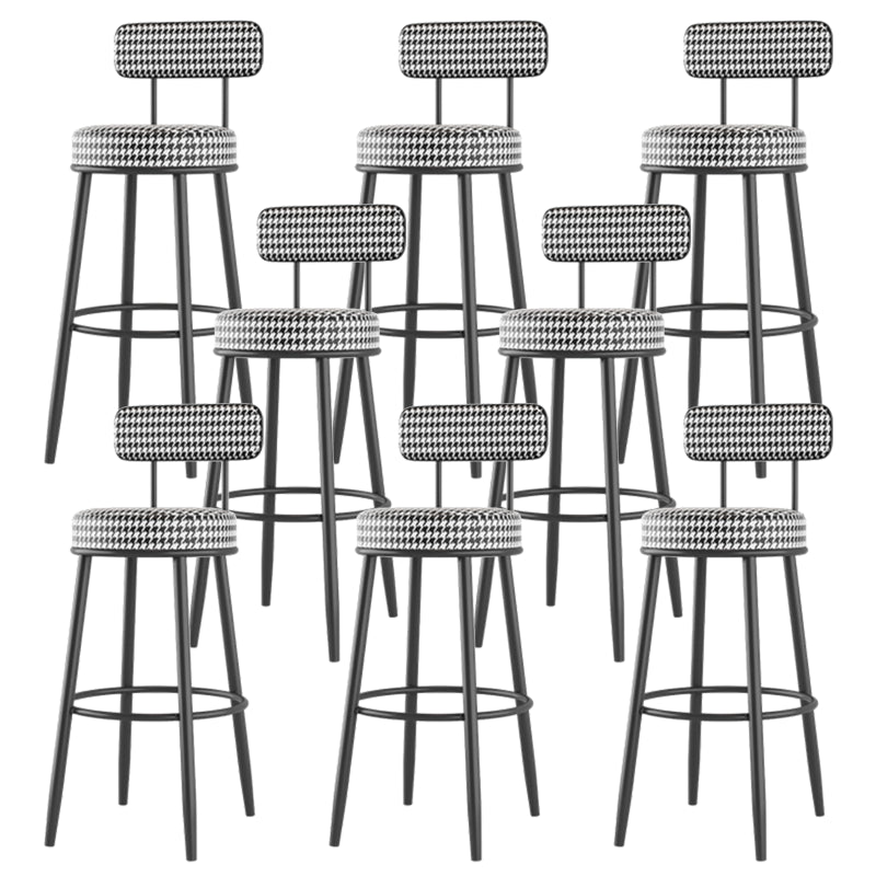 Modern Armless Backrest Counter Stool Iron Dessert Shop Bar Stool with Cushion and Pedal Black White 8 Piece Set Clearhalo 'Bar Furniture' 'Bar Stools' 'bar_stools' 'furn' 'furn_bar_stools' 'Furniture' 'furniture_bar_stools' 'Kitchen & Dining Furniture' 5062004